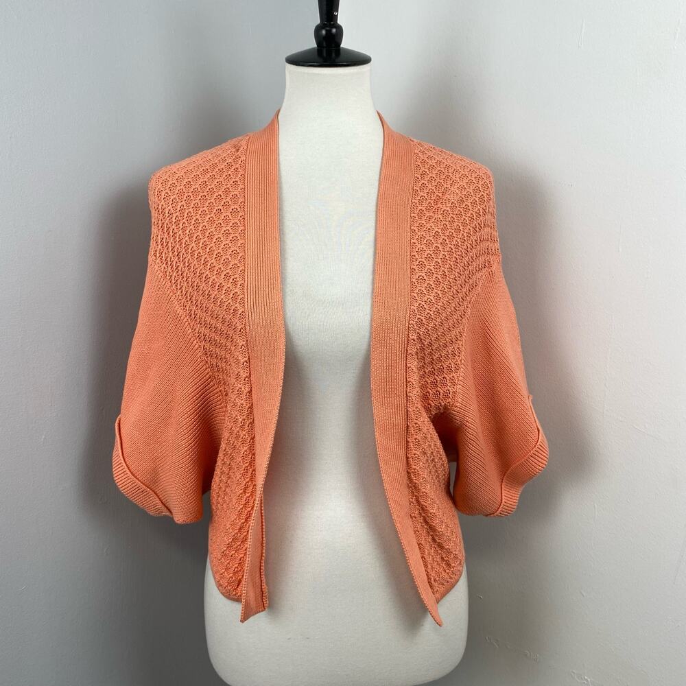 Magaschoni Apricot Balero Short Sleeve Open Cardigan Sweater Small